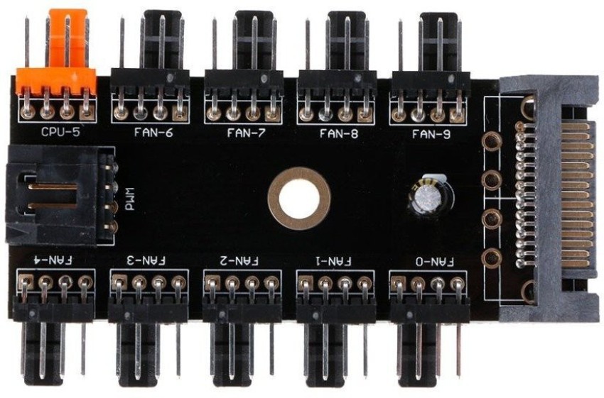 SATA 1 to 10 way cooling fan hub splitter 12V 4-Pin PWM Adapter