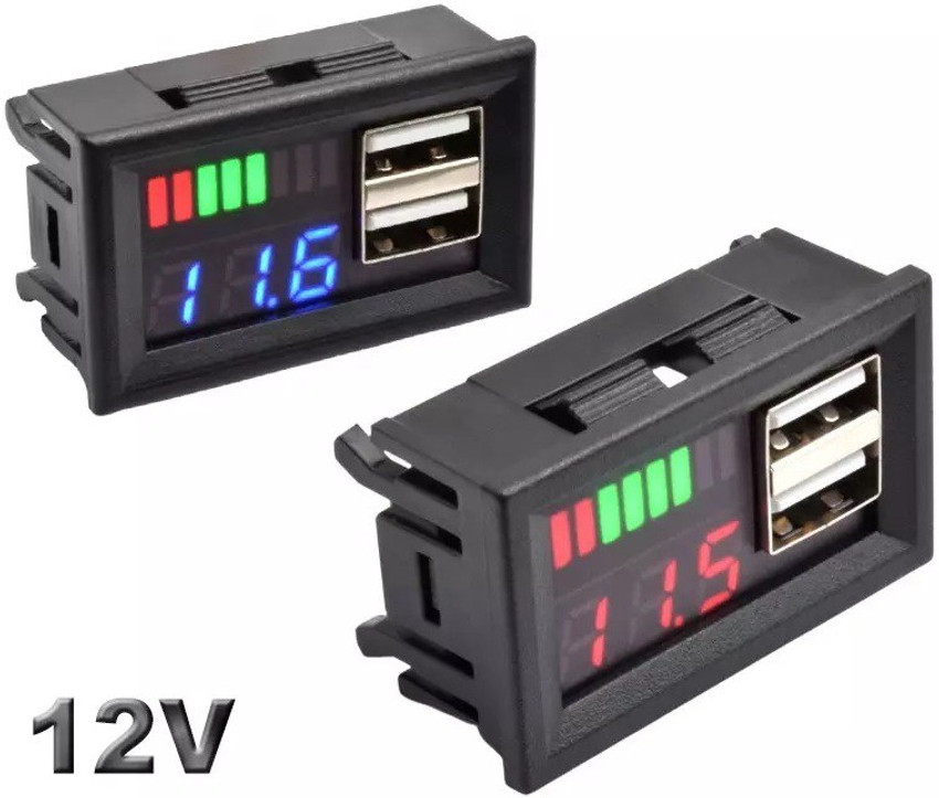 electrolight USB 5V 2.4A Car Voltage Meter Li ion Lead acid