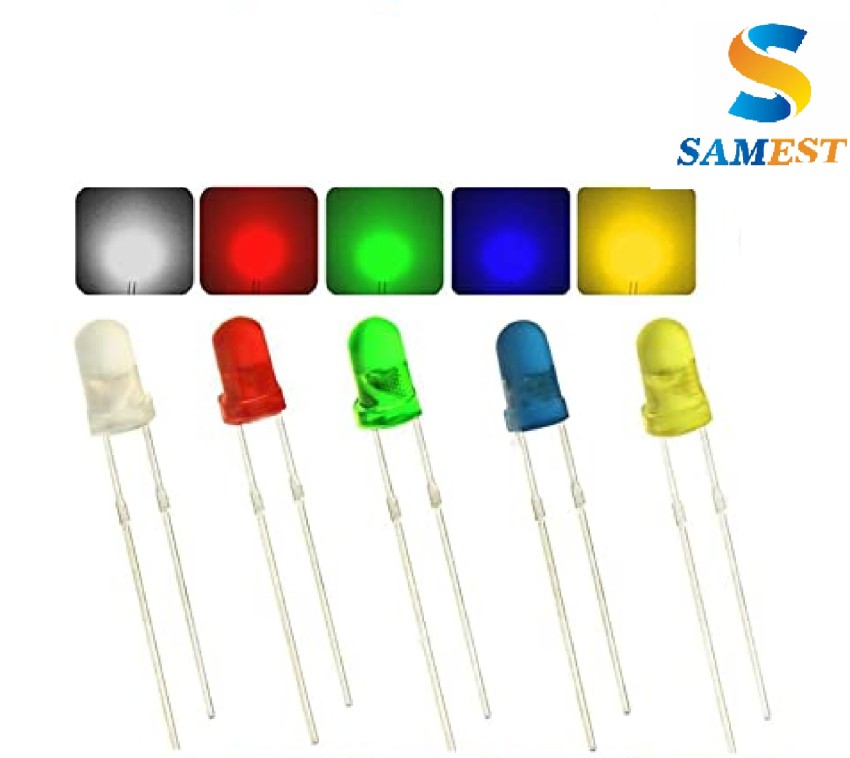 500pcs 5mm Clear LED Light Assorted Kit DIY LEDs Set (100pcs Each color x  White Yellow Red Green Blue)