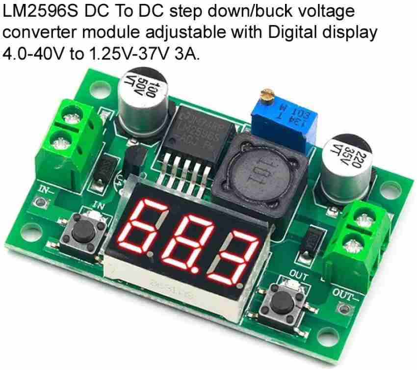 LM2596 DC-DC Step-Down Module with Digital Voltmeter Display 3A 4 to 40VDC  In and 1.25-37V Out