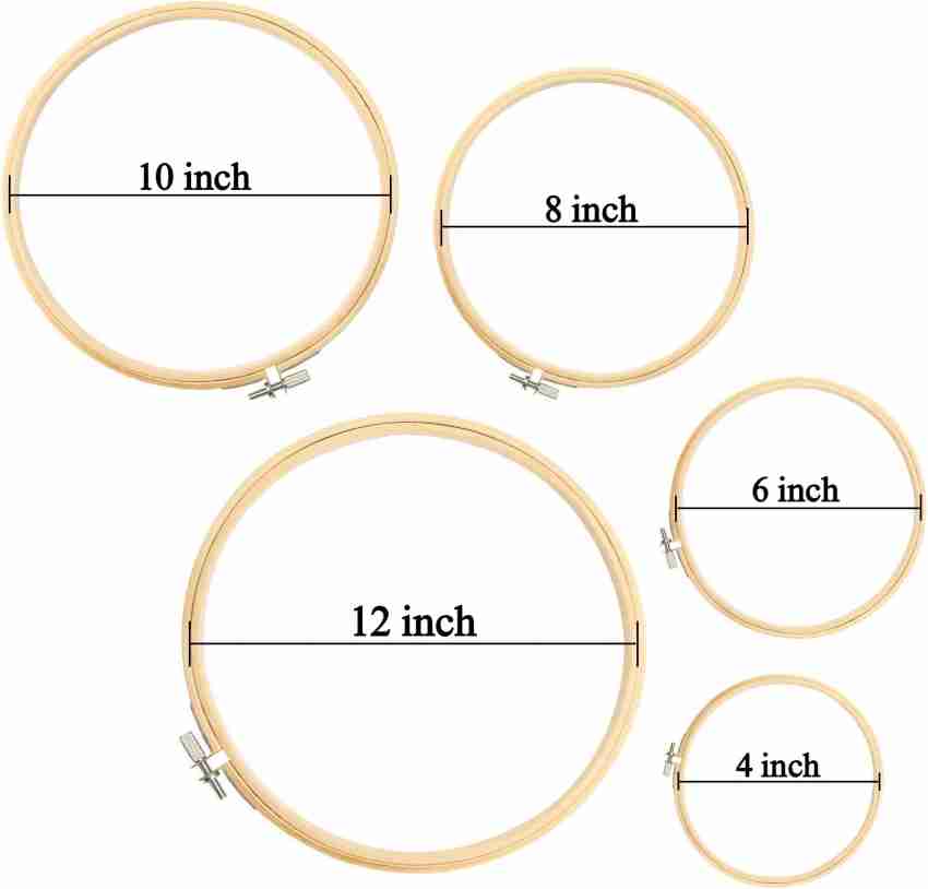 Phinus 6 Pcs Embroidery Hoop 6 Size Round Plastic Cross Stitch Hoop with 16 Needles (36in to 107 in) Small Embroidery Hoop Cross Stitch Hoops and Fram