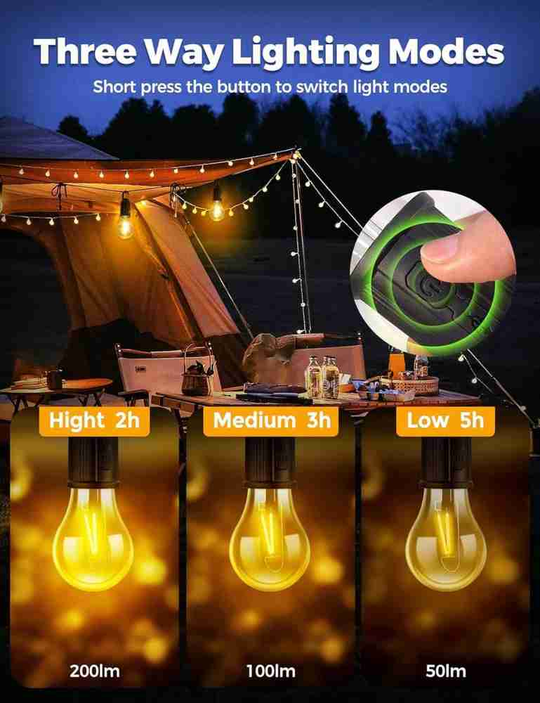 LARLEX Unbreakable Hanging Decorative Clip Bulb light With USB C