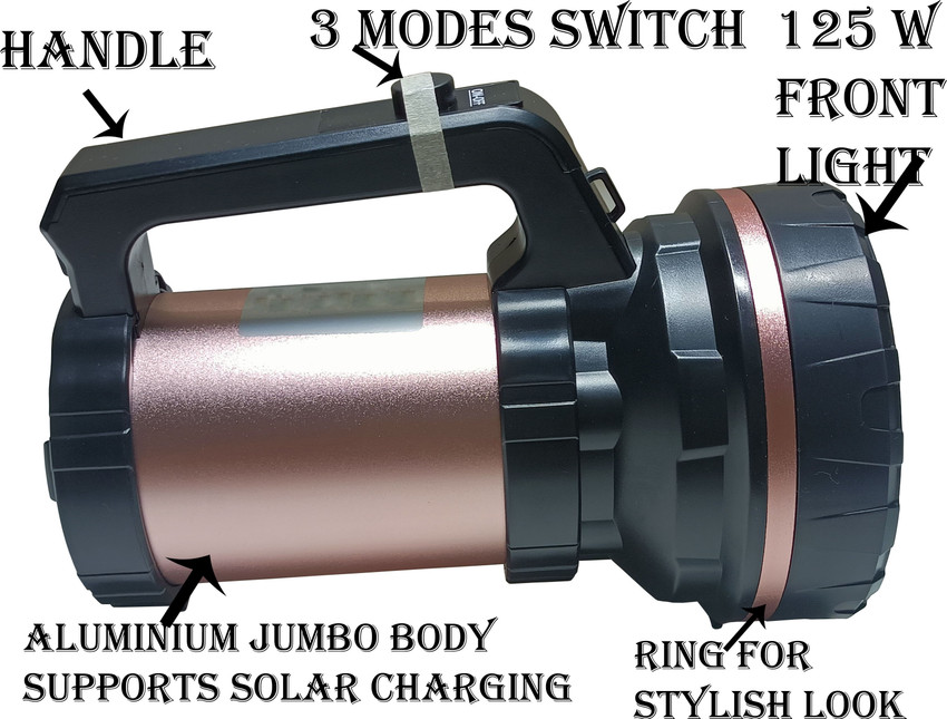 MNT Sales 2 Km Long Range With 125 W Bright LED Supports Solar With 3 Modes Jumbo Size Torch Price in India Buy MNT Sales 2 Km Long Range With 125 W
