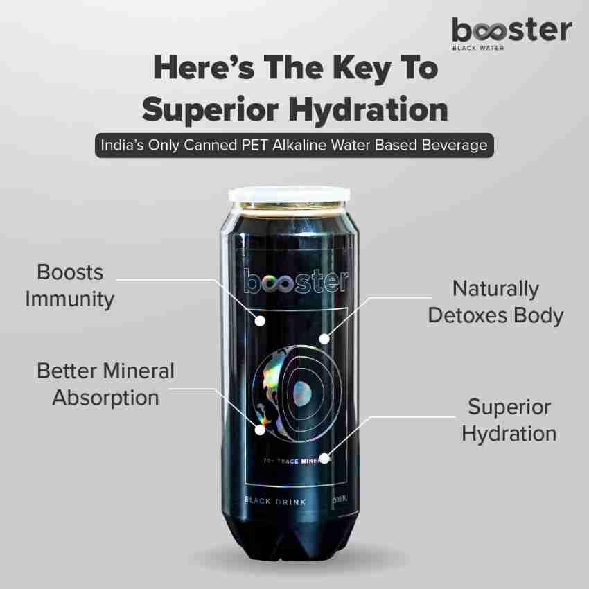 Booster Water Booster Black Drink High pH, natural trace minerals and  electrolytes 500 Ml Hydration Drink Price in India - Buy Booster Water  Booster Black Drink High pH, natural trace minerals and