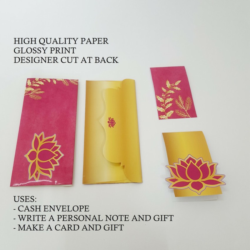 Pink Petals Design Money Envelope - Set of 50 Envelopes - Lotus