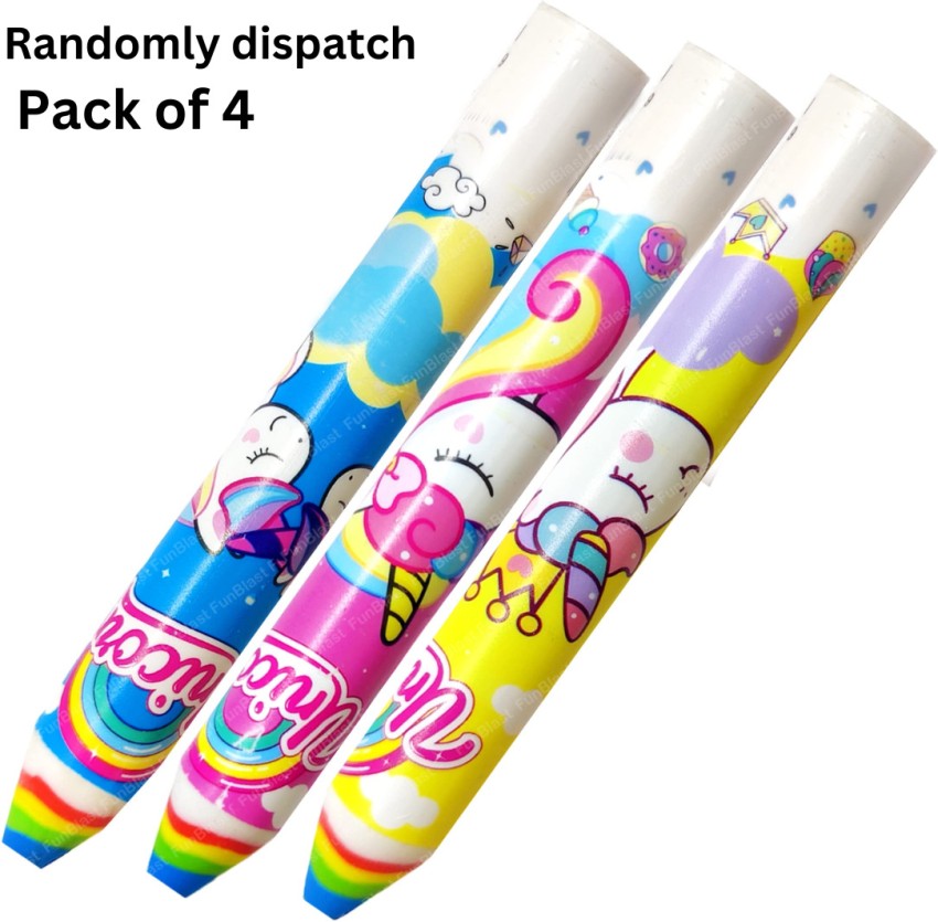 Extraposh Attractive Cartoon Design Kids Long pencil erasers (Set of 4)  Non-Toxic Eraser 