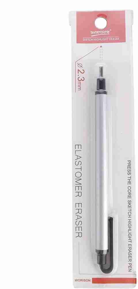 FRKB Eraser Pen Value Pack Round 3.8mm. Precision Tip Eraser  with 5 Refills,Black Non-Toxic Eraser - Eraser