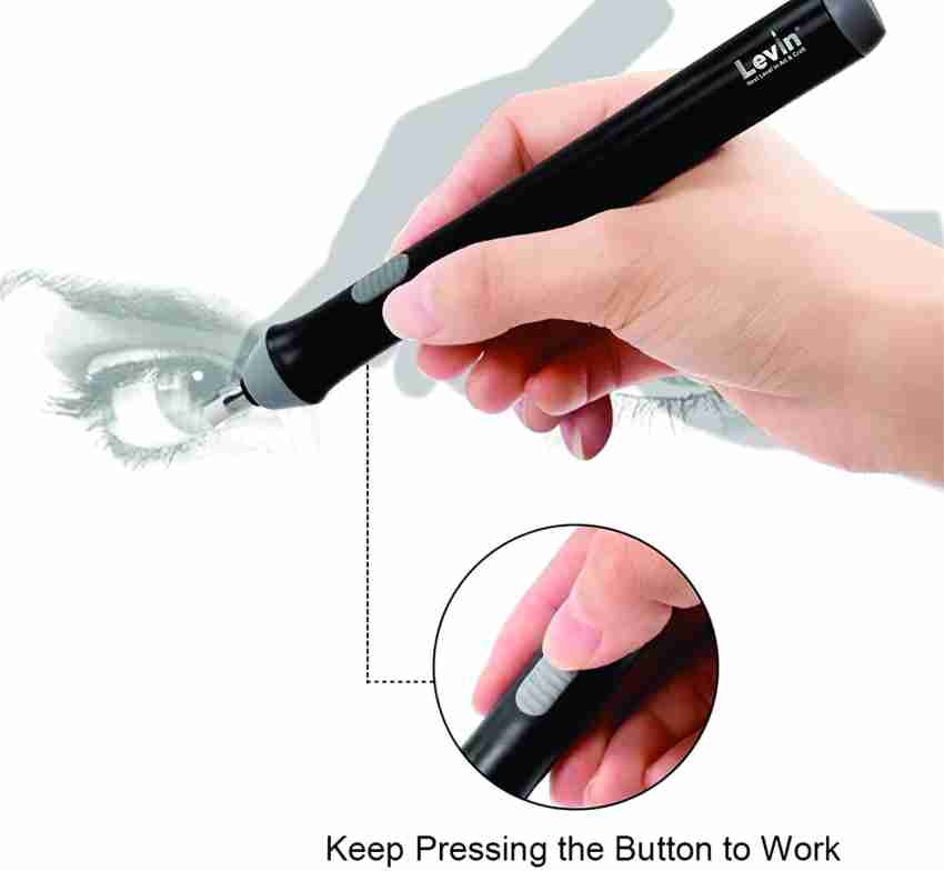 Battery Powered Electric Eraser, Length for Thick and Thin Sketch  Highlight, 2.3mm and 5mm Tips, Includes 70 Eraser Refills