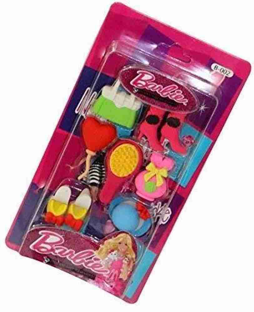 Flipkart Timbktoo Pack of 4 Barbie Doll Makeup Accessories Cartoon Eraser Set for Girls Non Toxic Eraser