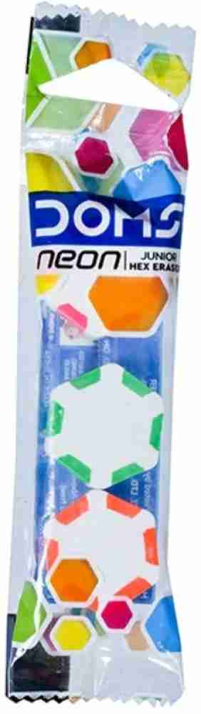 DOMS NEON JUNIOR HEX ERASER {Pack of 60, Eraser