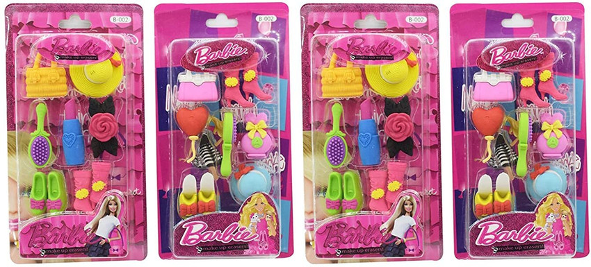 Flipkart Timbktoo Pack of 4 Barbie Doll Makeup Accessories Cartoon Eraser Set for Girls Non Toxic Eraser