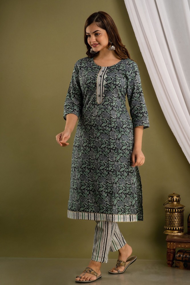 Simple Cotton Kurti and pant set - Evilato Online shopping