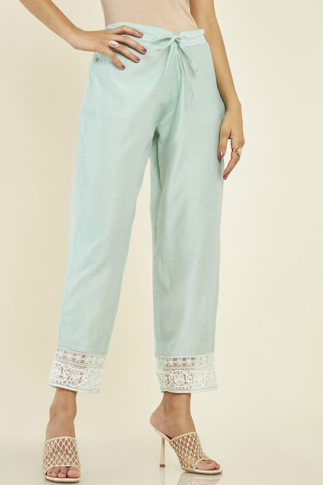 Buy Soch Soch Turquoise Blue Floral Embroidered Gotta Patti Straight Kurta   Trousers With Dupatta at Redfynd