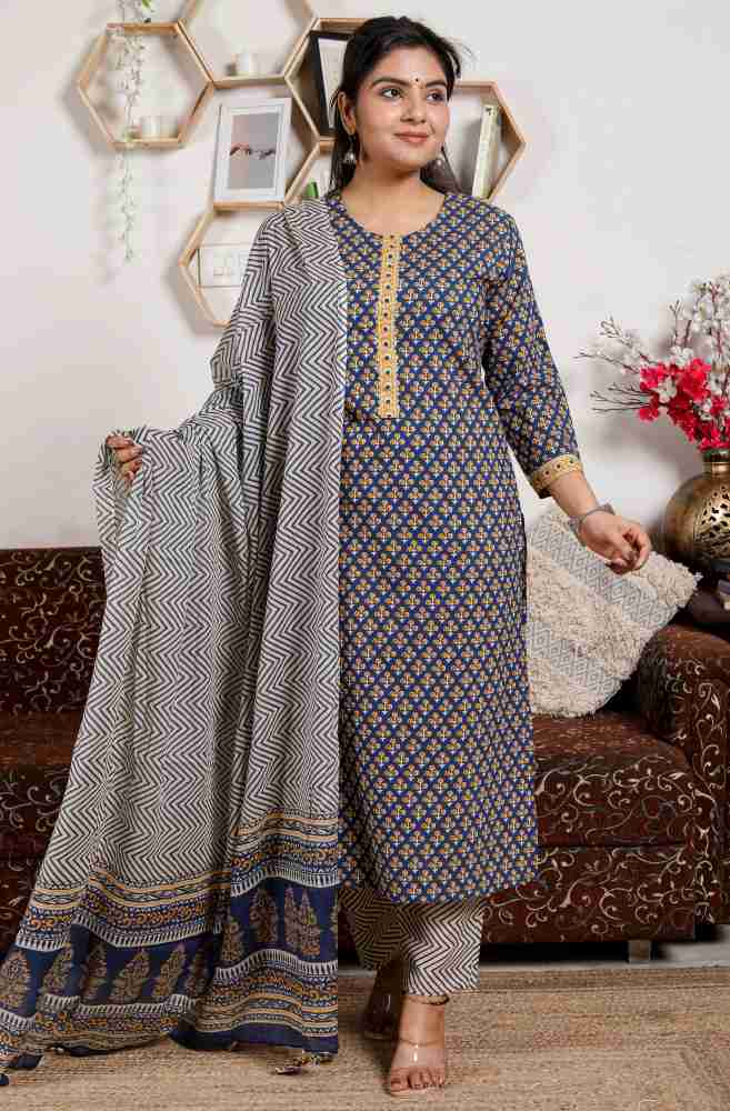 Buy THE JAZZBAAT Women's Summer Printed Unstitched Pure Rayon Kurti Palazzo Pants  Set Material with Dupatta Unstitched Dress Material For Women (Grey) Online  at Best Prices in India - JioMart.