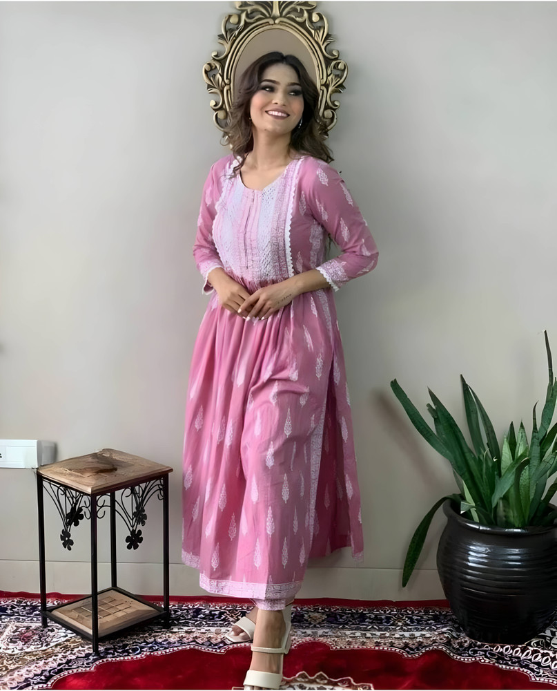 Pink World Women Kurti Pant Set Buy Pink World Women Kurti Pant