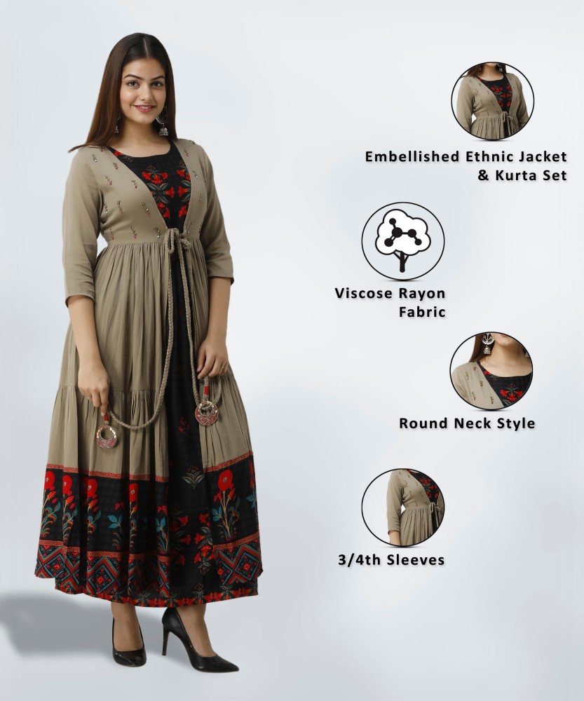 Kurti with jacket on on sale flipkart