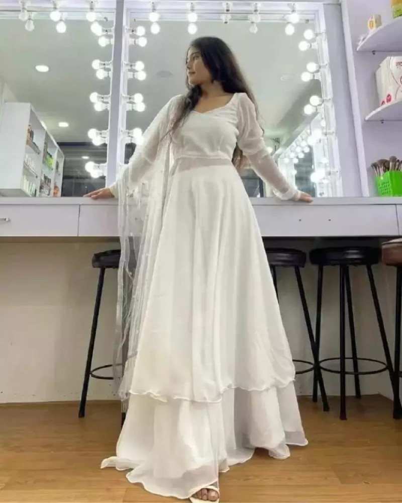 PurtiNX Women Gown White Dress  Buy PurtiNX Women Gown White Dress Online  at Best Prices in India  Flipkartcom