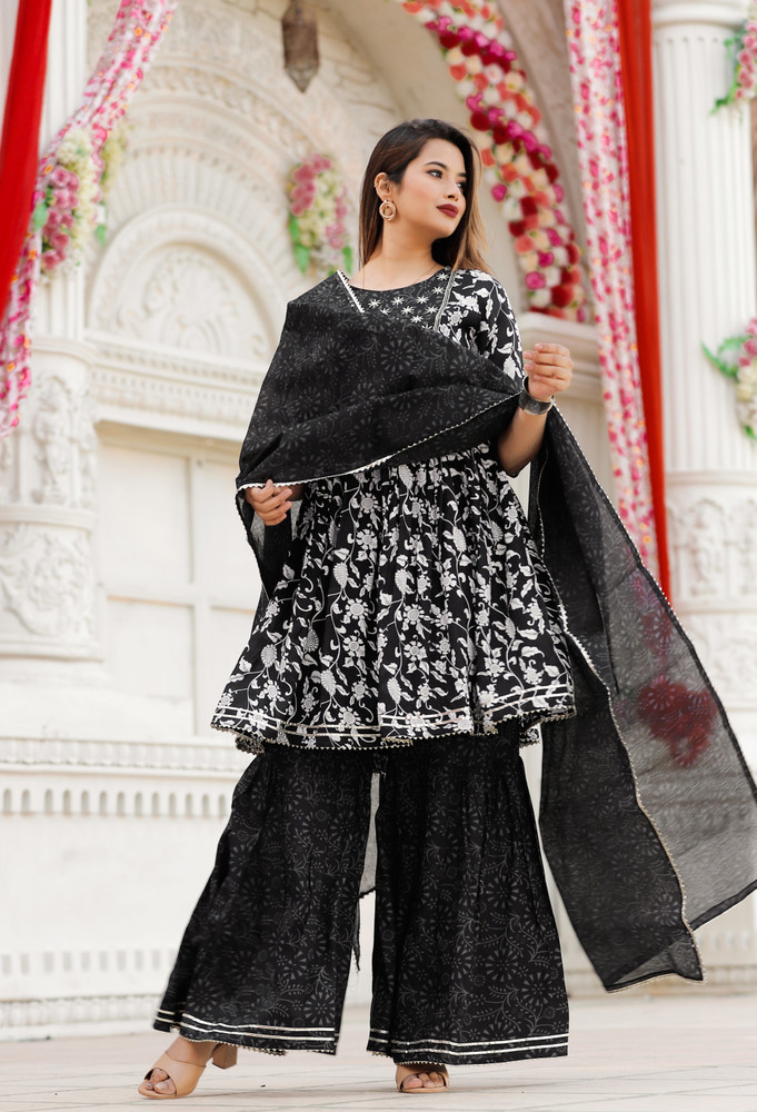 Peplum kurti top with sharara