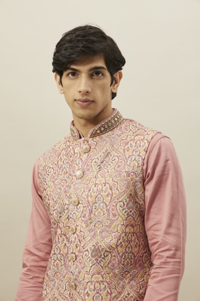 Kurta pajama with discount jacket for mens manyavar