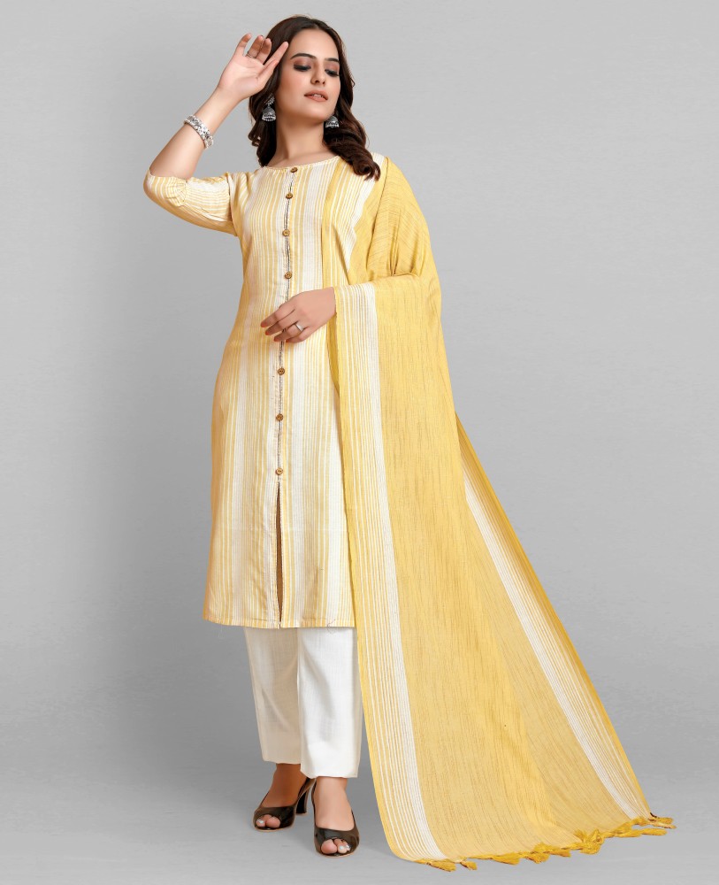 3/4th Sleeve Yellow Ladies Long Synthetic Kurtis, Machine and Hand Wash
