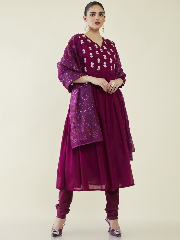 Women's Navy Blue Cotton Churidar Collection at Soch India