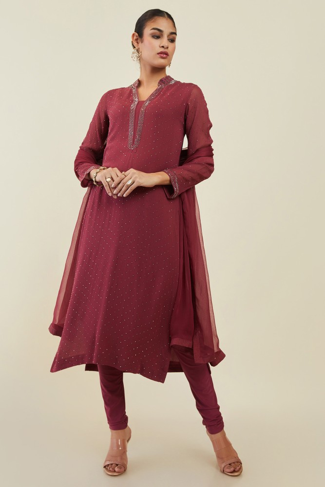 Women's Red Solid Churidar Collection at Soch India