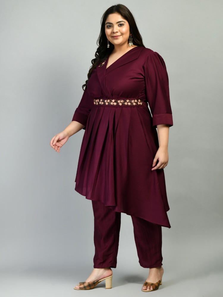 PrettyPlus by Desinoor.com Women Plus Size Palazzo in RED Color with Golden  Print at Bottom On Rayon Fabric.
