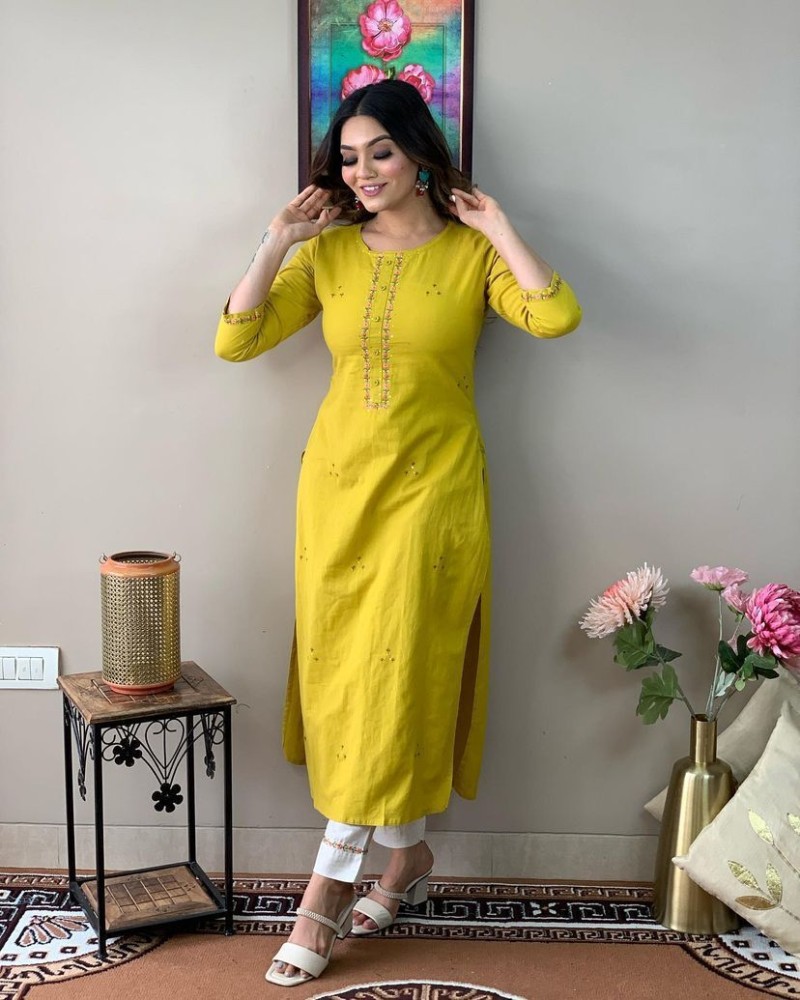 Flipkart 2024 yellow kurti