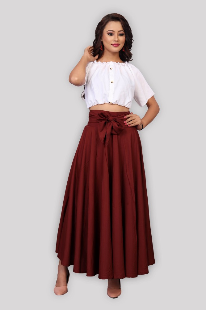 Maroon colour clearance skirt and top