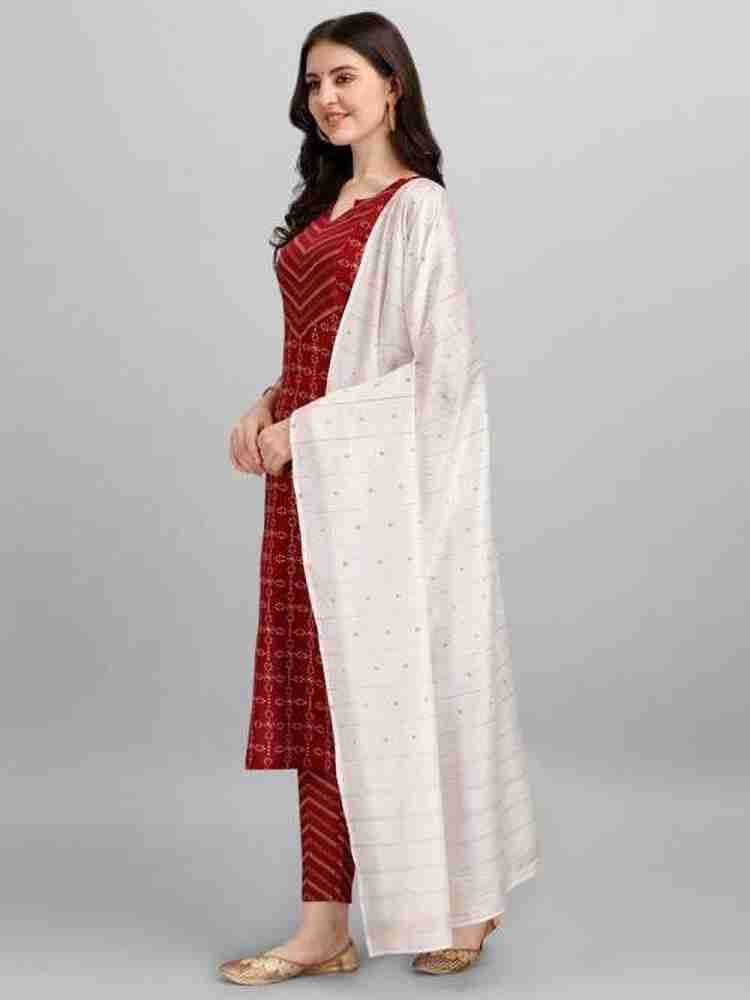 Mehroon color Cotton lycra fabric for Women's Dress - Charu Creation