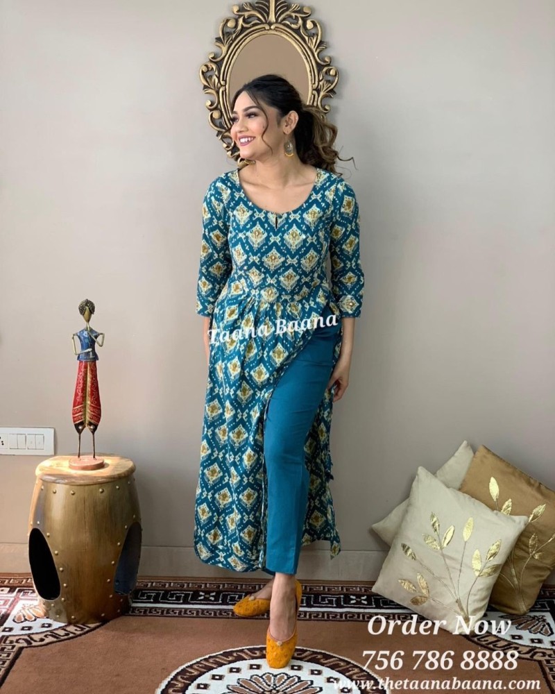 Long kurti with hot sale jeans flipkart