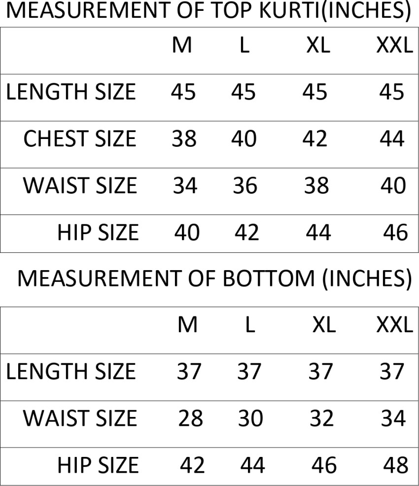 Details more than 85 kurti size chart in cm - POPPY