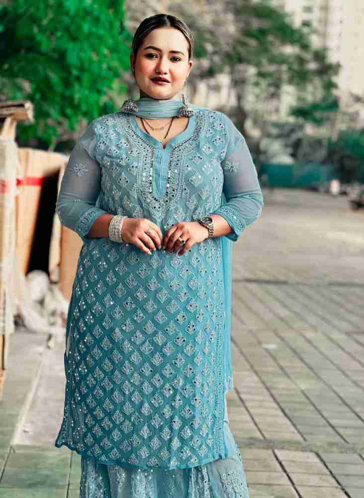 Chikankari by fs fashion Women Kurti Sharara Set - Buy Chikankari by fs  fashion Women Kurti Sharara Set Online at Best Prices in India