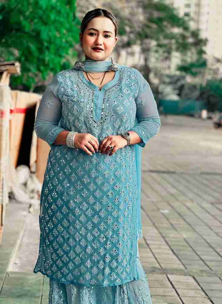 Chikankari by fs fashion Women Kurti Sharara Set Buy Chikankari