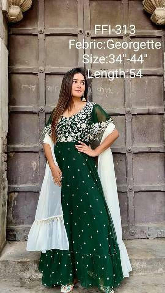 UMAFABRICS Women Gown Dupatta Set Buy UMAFABRICS Women Gown