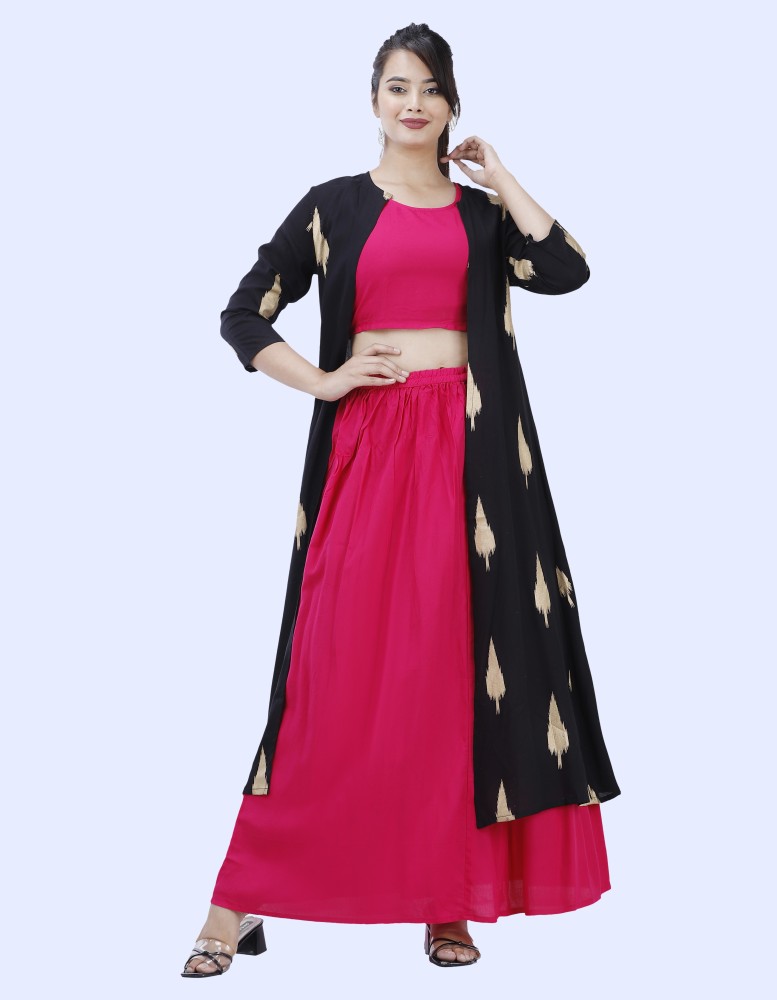 Long skirt with crop top and jacket flipkart best sale