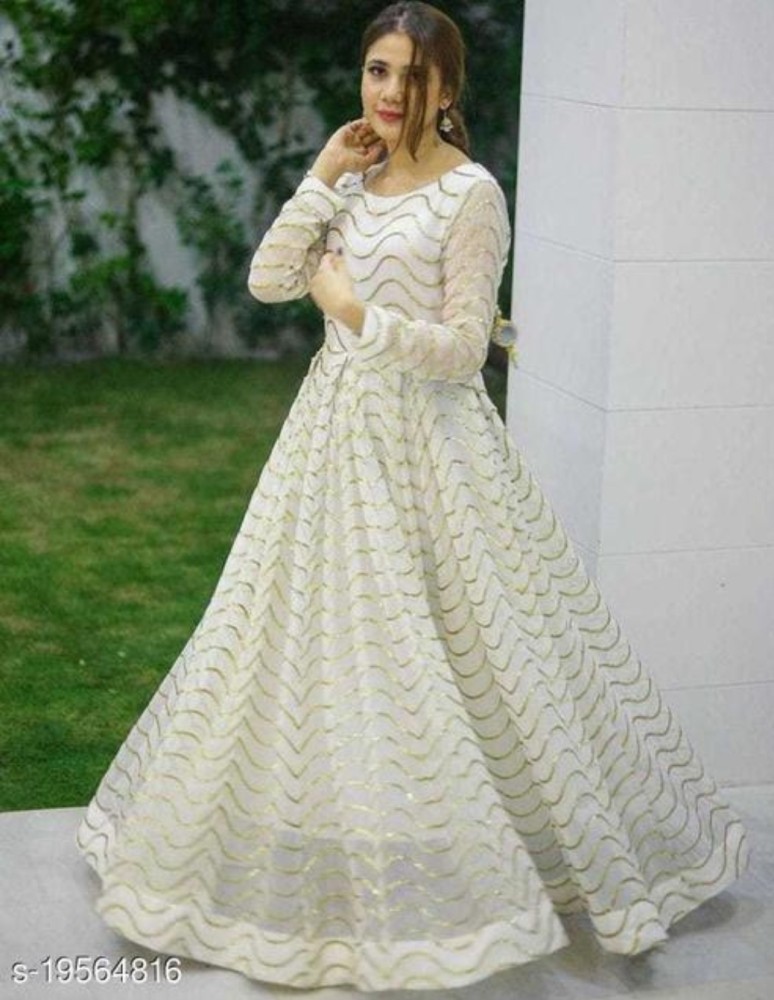 wonderstar Women Gown White Dress  Buy wonderstar Women Gown White Dress  Online at Best Prices in India  Flipkartcom