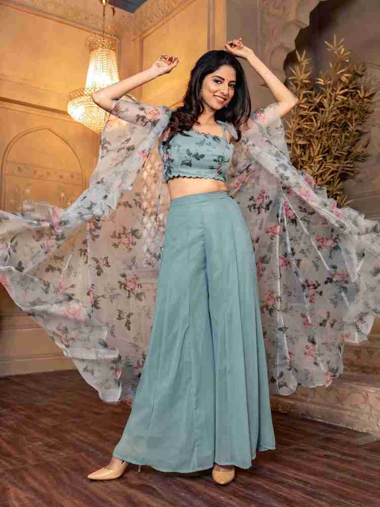 Crop top and palazzo cheap ethnic online