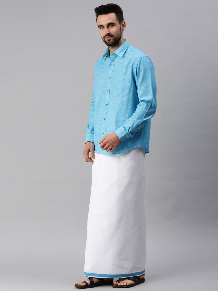 Blue shirt best sale with dhoti