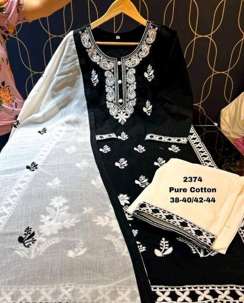 Buy Designer Embroidery Work Cotton Kurti Pant Set for Women