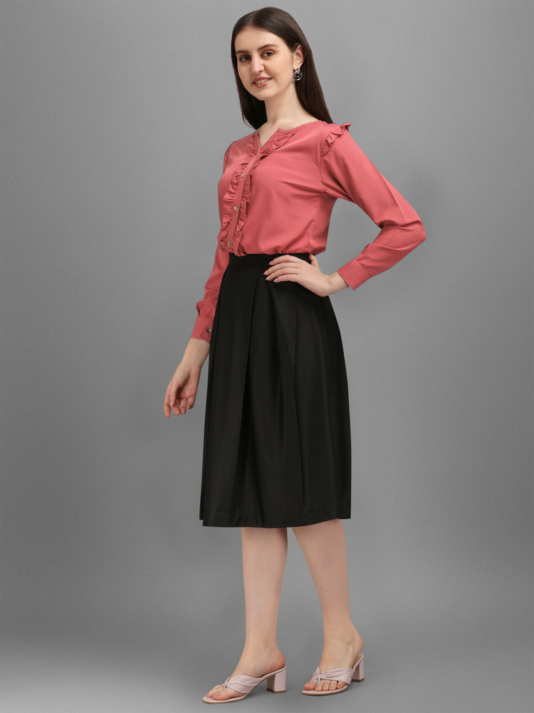 Kinjo Solid Women Regular Pink Black Skirt Buy Kinjo Solid Women Regular Pink Black Skirt Online at Best Prices in India Flipkart