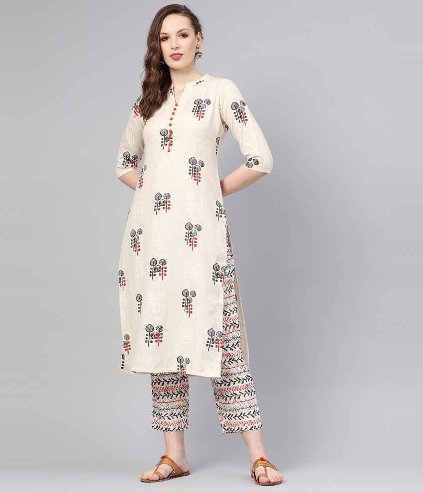 Buy Light Green Printed Kurta And Pants Coord Set Online  W for Woman