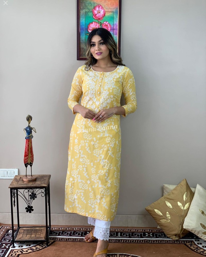 Yellow kurti in on sale flipkart