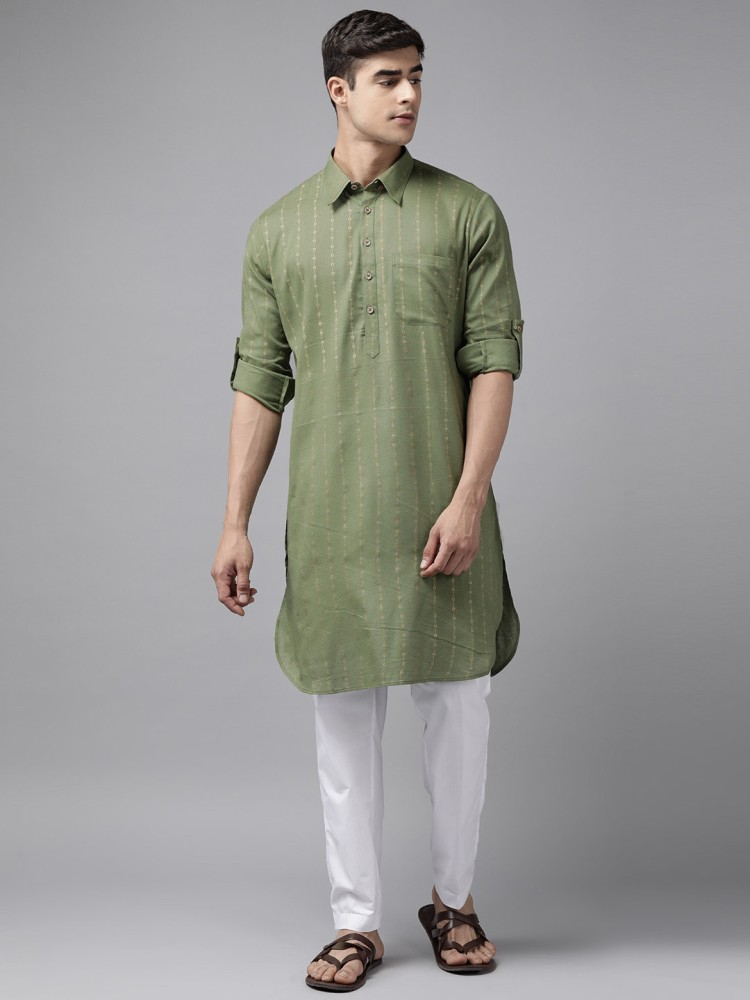 Dark green pathani online kurta