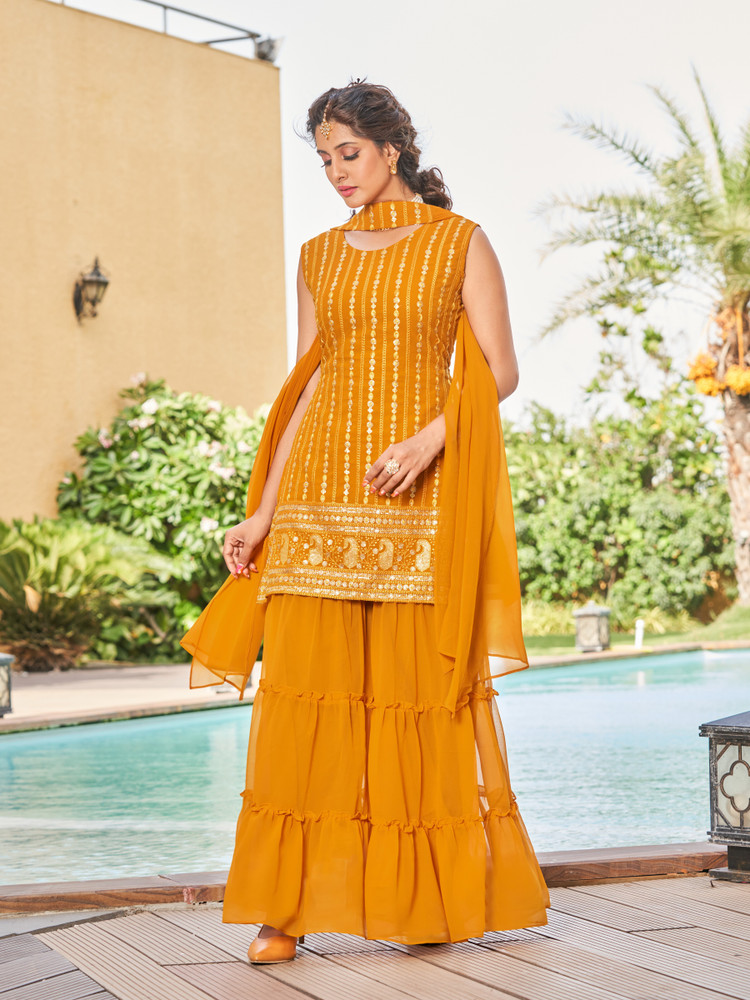 BLACK SCISSOR Women Kurti Sharara Dupatta Set