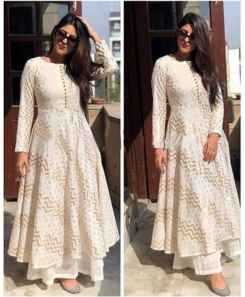 White anarkali hot sale dress flipkart