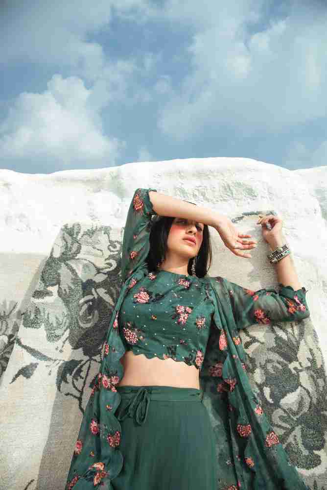 Long skirt with crop online top and jacket flipkart