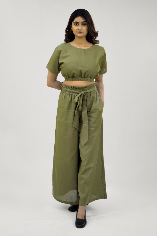 Inaya Olive Green Loose and Flowy Stretch Wide Leg Pants | Modest pants |  Artizara – ARTIZARA.COM