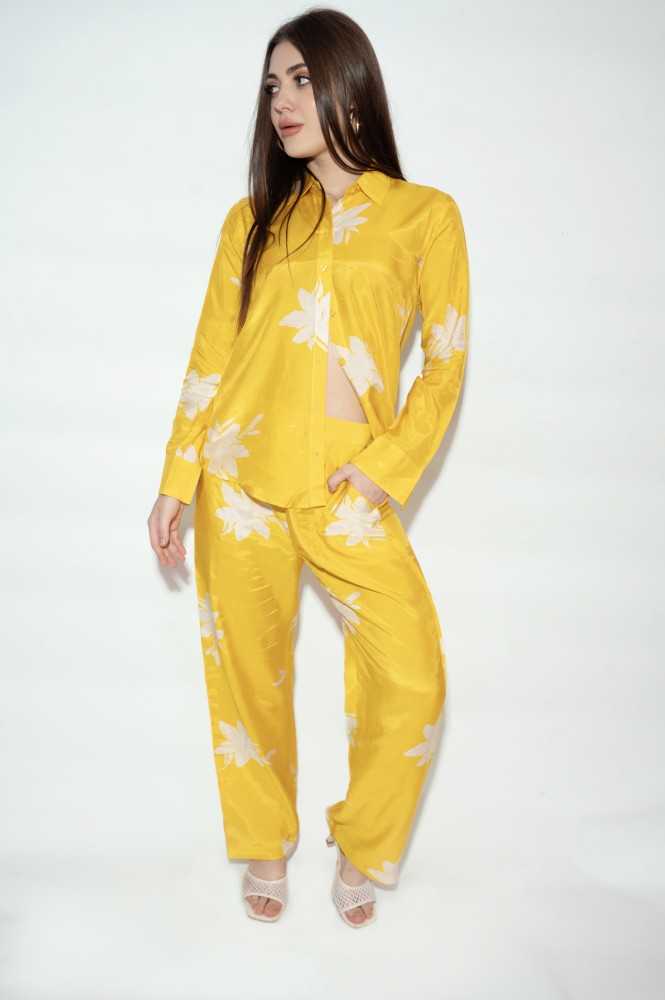 Silk shirt and pants set hot sale