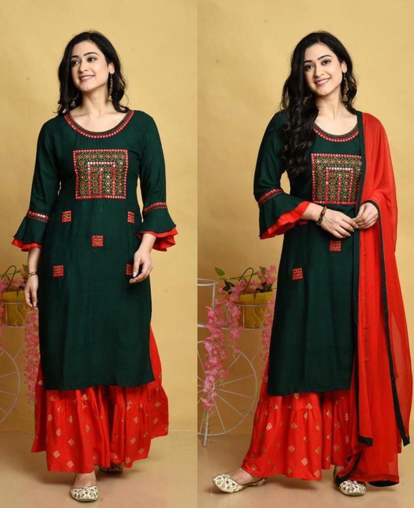 LEOGIRFIELD Women Kurta Sharara Dupatta Set Buy LEOGIRFIELD